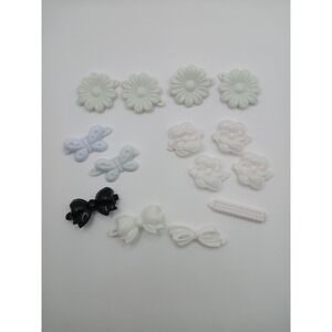 Lot 14 Vintage Childs Snap Tight Plastic‎ Hair Clip Barrettes Kids Goody White